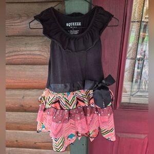 Girl's Black & Pink Ruffle Dress